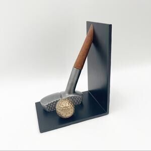 PENDULUX Golf Bookend Aluminum Wood Cast Iron 1903 Schenectady Putter Decor NWT